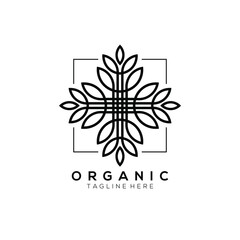 square line silhouette leaf plant vector logo