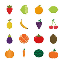 flat style icon set design, Fruits healthy organic food sweet and nature theme Vector illustration