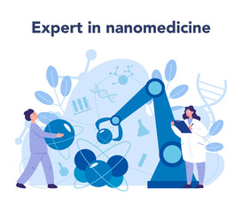 Nanomedic. Scientists work in labarotary on nanotechnology.