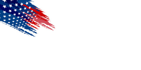 Creative Fourth of July American independence day background with USA flag-waving, firework burst & stars. Use for sale banner, discount banner, Advertisement banner, postcard, etc.