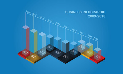 3D business infographic design template and marketing icons, Business concept with 10 options, parts, steps or processes. 