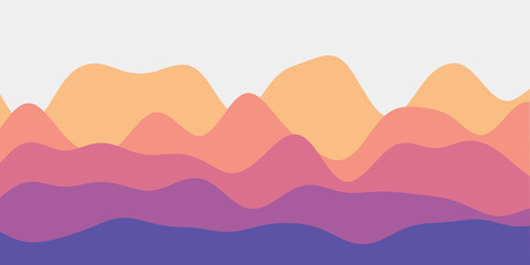 Abstract sunset hills background. Colorful waves attractive vector illustration.