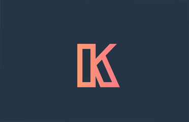 pink alphabet letter logo K icon for company and business. Simple line design for corporate identity