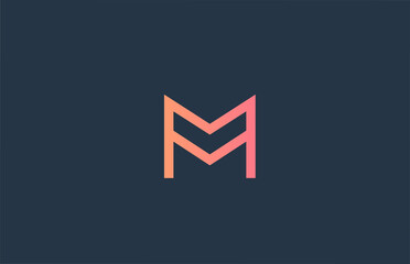 pink alphabet letter logo M icon for company and business. Simple line design for corporate identity
