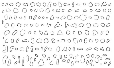 Hand drawn random blot collection. Great set of doodle drops, blotches, blobs. Simple outline rounded shapes