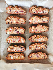 Italian biscotti cookies with dried fruits and nuts