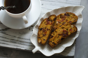 Italian biscotti cookies with dried fruits and nuts