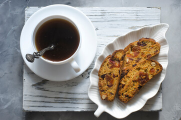 Italian biscotti cookies with dried fruits and nuts