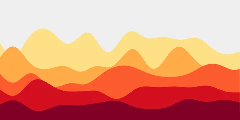 Fotobehang Abstract yellow orange red hills background. Colorful waves artistic vector illustration. © Eugene Ga