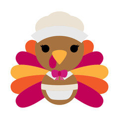 Pilgrim Girl Turkey Vector. Thanksgiving Turkey Vector