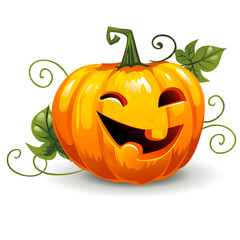 Halloween pumpkin with funny face.