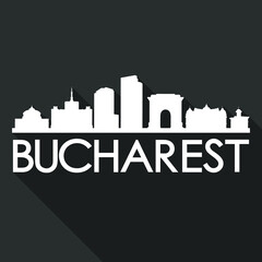 Fototapeta premium Bucharest Flat Icon Skyline Silhouette Design City Vector Art Famous Buildings.