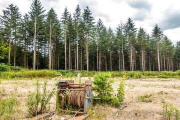 Abbau von Sand und Kies durch ausbaggern am Baggersee