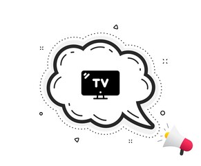 TV icon. Quote speech bubble. Television sign. Hotel service symbol. Quotation marks. Classic tv icon. Vector