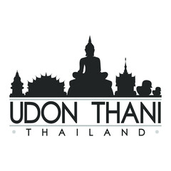 Fototapeta premium Udon Thani Thailand Asia Quality Original Stamp Design Vector Art Tourism Souvenir Round.