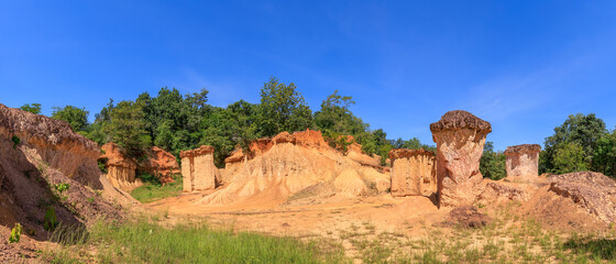 Phae Mueang Phi Forest Park, sandstone erosion canyon, famous tourist destination in Phrae, Thailand