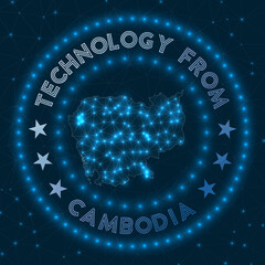 Technology from Cambodia. Futuristic geometric badge of the country. Technological concept. Round Cambodia logo. Vector illustration.