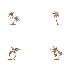Set Palm tree summer logo