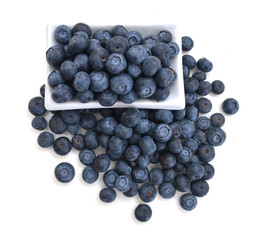blue berry in white plate on white background