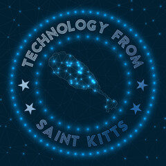 Technology from Saint Kitts. Futuristic geometric badge of the island. Technological concept. Round Saint Kitts logo. Vector illustration.