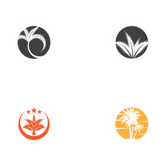 Set Palm tree summer logo