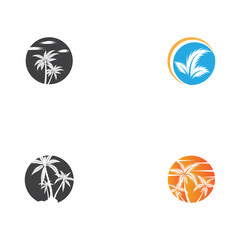 Set Palm tree summer logo