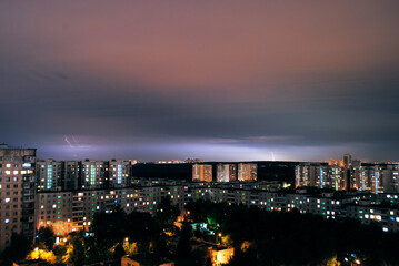 Night thunderstorm in Moscow city