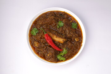 Mutton curry or Lamb curry_white background