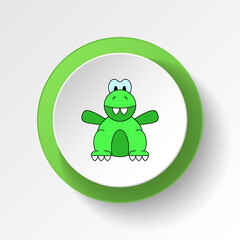 cartoon dinosaur toy colored button icon. Signs and symbols can be used for web, logo, mobile app, UI, UX