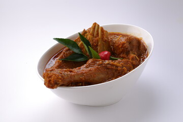 Mutton curry or Lamb curry_white background