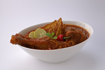 Mutton curry or Lamb curry_white background