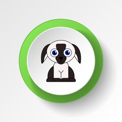 cartoon puppy dog toy colored button icon. Signs and symbols can be used for web, logo, mobile app, UI, UX