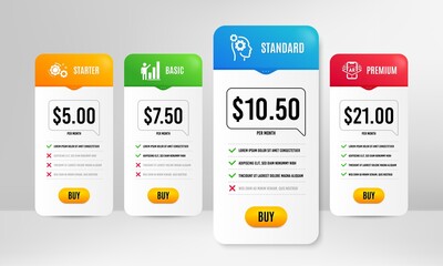 Thoughts, Augmented reality and Graph chart icons simple set. Price table template. Gears sign. Business work, Phone simulation, Growth report. Work process. Science set. Vector