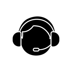 avatar man head with headset icon, silhouette style