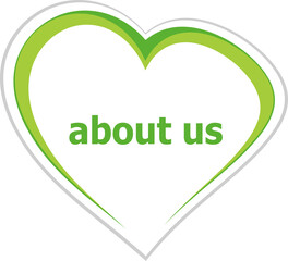 Text About Us. Information concept