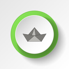 cartoon paper ship origami toy colored button icon. Signs and symbols can be used for web, logo, mobile app, UI, UX