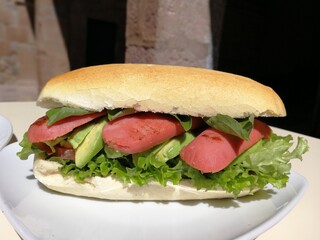 Sandwich sausage avocado