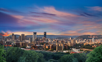 Pretoria city during twilight with colourful clouds