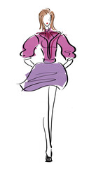 Fashion runway model sketch.