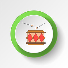 cartoon drum toy colored button icon. Signs and symbols can be used for web, logo, mobile app, UI, UX