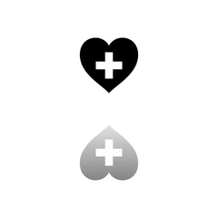 Health hearth cross icon flat