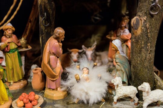 Nativity scene with baby Jesus