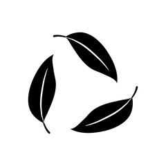 leaves in recycle symbol shape, silhouette style