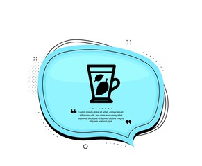 Mint Tea icon. Quote speech bubble. Fresh herbal beverage sign. Mentha leaves symbol. Quotation marks. Classic mint leaves icon. Vector