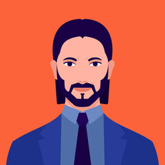 Portrait of a Businessman, Avatar bearded man, Avatar Minimalist. Flat Vector illustration