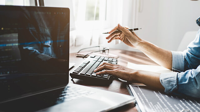 Programmer working in a software development and coding technologies. Website design. Technology concept.