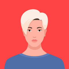 Portrait of a woman. The head of a girl. Avatar Minimalist. Flat Vector illustration