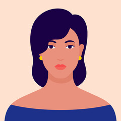 Portrait of a woman. The head of a girl. Avatar Minimalist. Flat Vector illustration