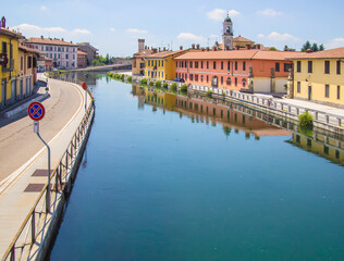 cityscape of Gaggiano, a village crossed by the Naviglio Grande, a navigable canal on the outskirts...