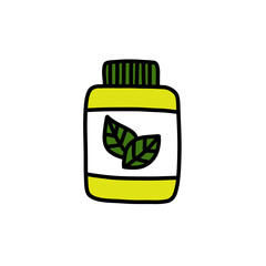 alternative, natural medicine doodle icon, vector color illustration